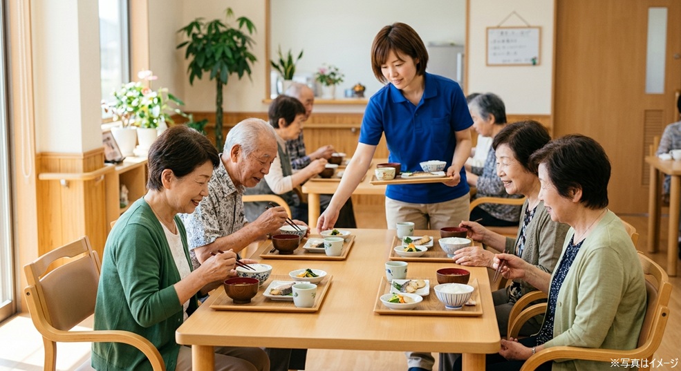 デイサービスで昼食をしている様子